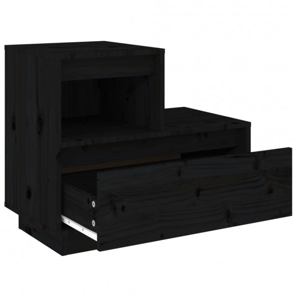 Table de chevet Noir 60x34x51 cm Bois de pin solide