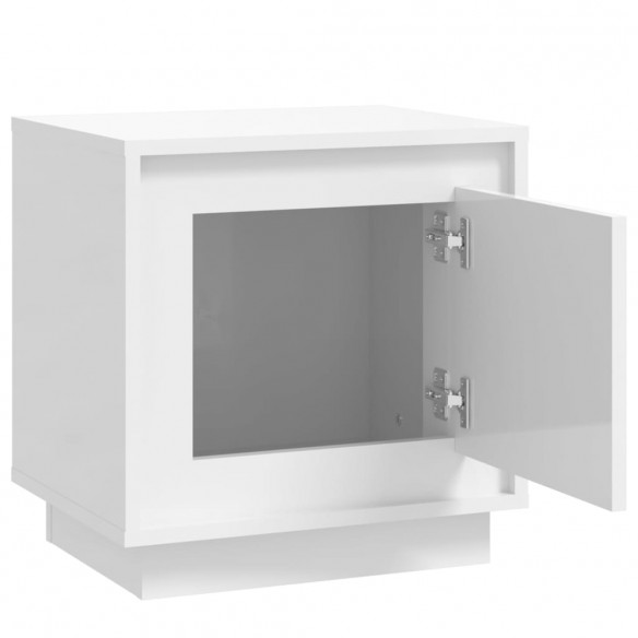 Table de chevet blanc brillant 44x35x45 cm bois d’ingénierie