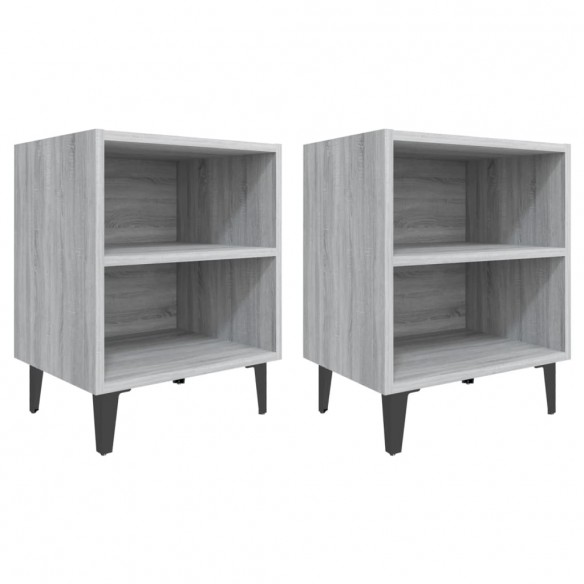 Tables de chevet pieds en métal 2 pcs Sonoma gris 40x30x50 cm