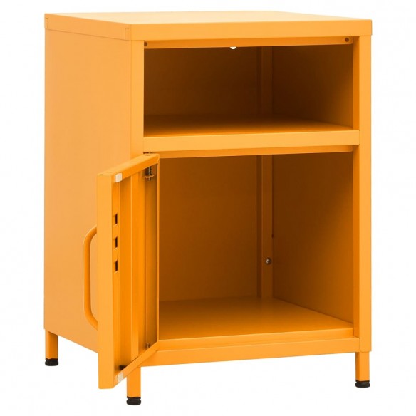 Tables de chevet 2 pcs Jaune moutarde 35x35x51 cm Acier