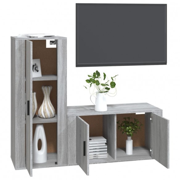 Ensemble de meubles TV 2 pcs Sonoma gris Bois d'ingénierie