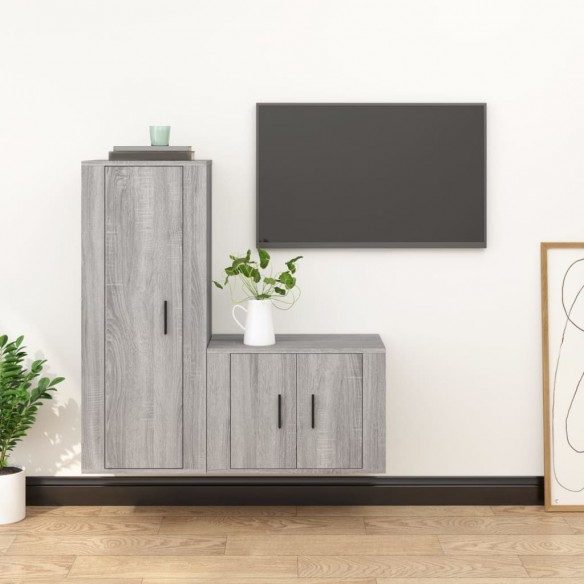 Ensemble de meubles TV 2 pcs Sonoma gris Bois d'ingénierie