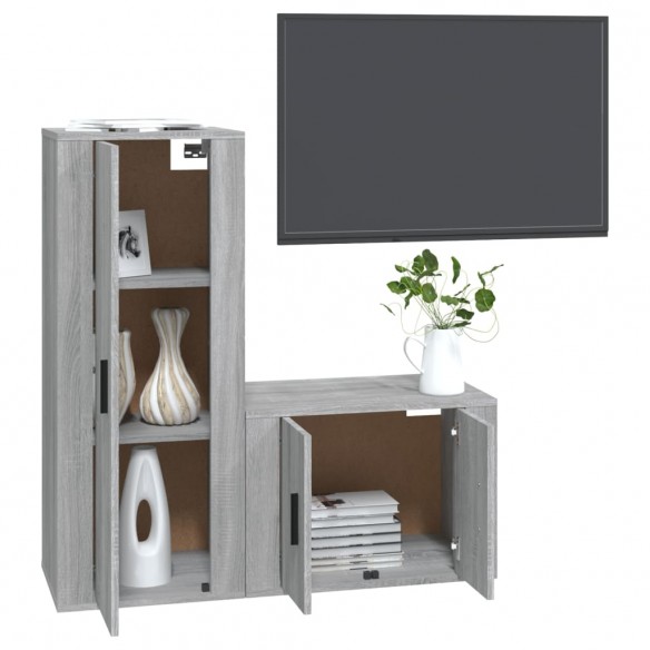 Ensemble de meubles TV 2 pcs Sonoma gris Bois d'ingénierie