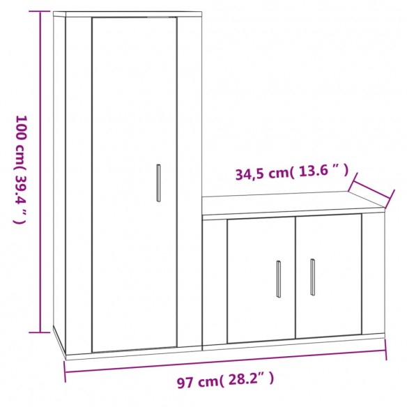 Ensemble de meubles TV 2 pcs Sonoma gris Bois d'ingénierie