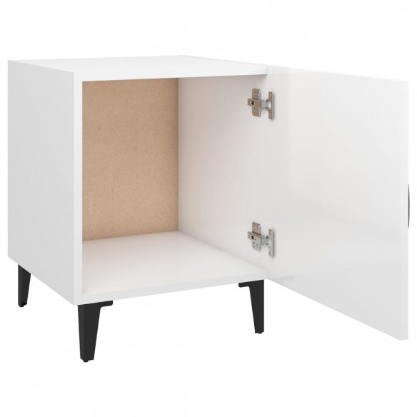 Tables de chevet 2 pcs Blanc brillant Bois d'ingénierie