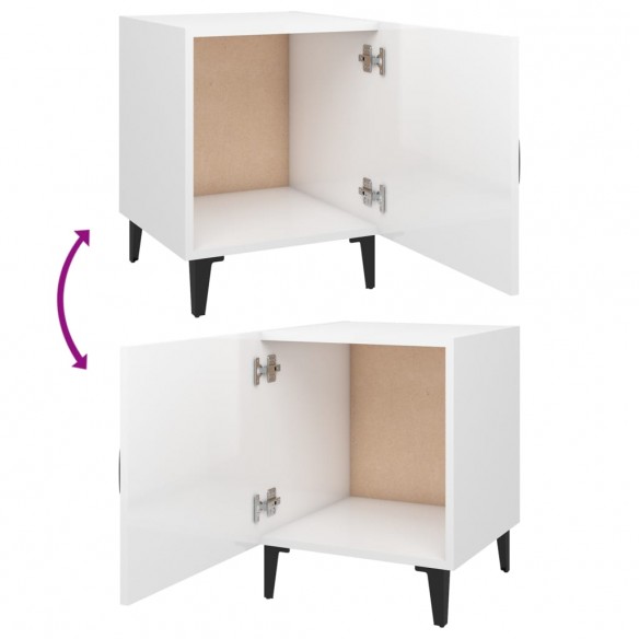 Tables de chevet 2 pcs Blanc brillant Bois d'ingénierie