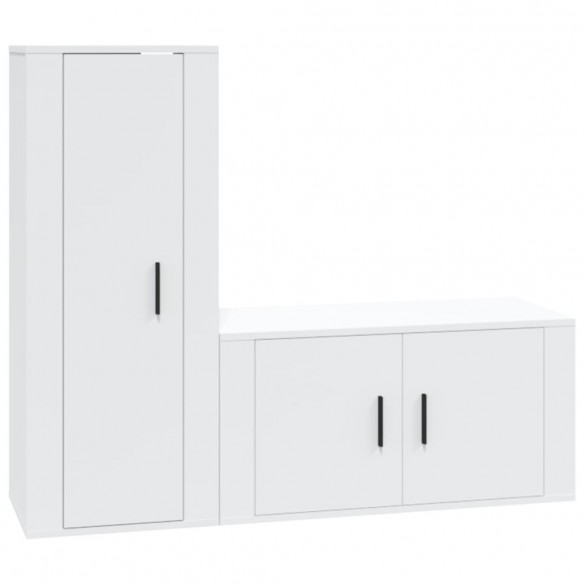 Ensemble de meubles TV 2 pcs Blanc Bois d'ingénierie