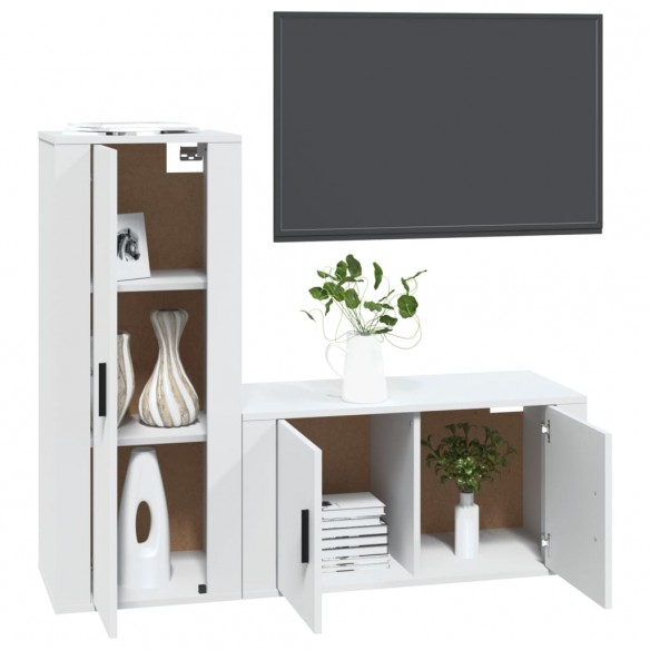 Ensemble de meubles TV 2 pcs Blanc Bois d'ingénierie