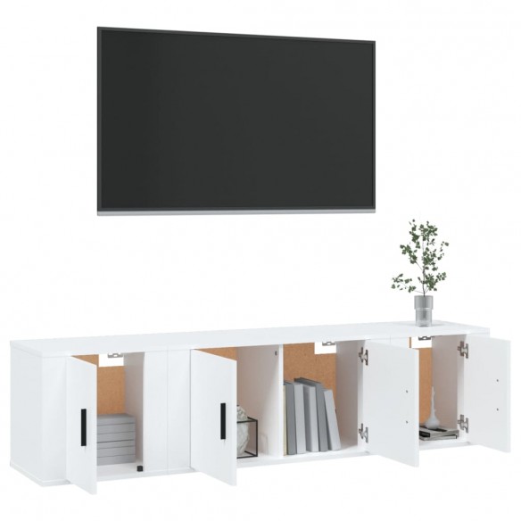 Ensemble de meubles TV 3 pcs Blanc Bois d'ingénierie