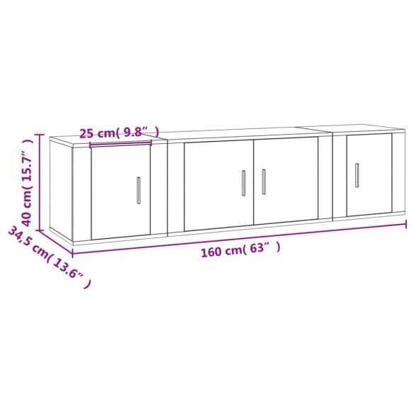 Ensemble de meubles TV 3 pcs Blanc Bois d'ingénierie