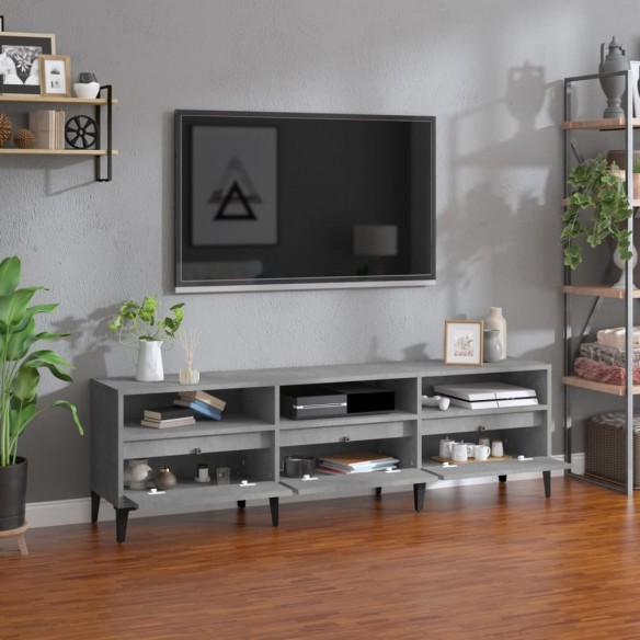 Meuble TV gris béton 150x30x44,5 cm bois d'ingénierie