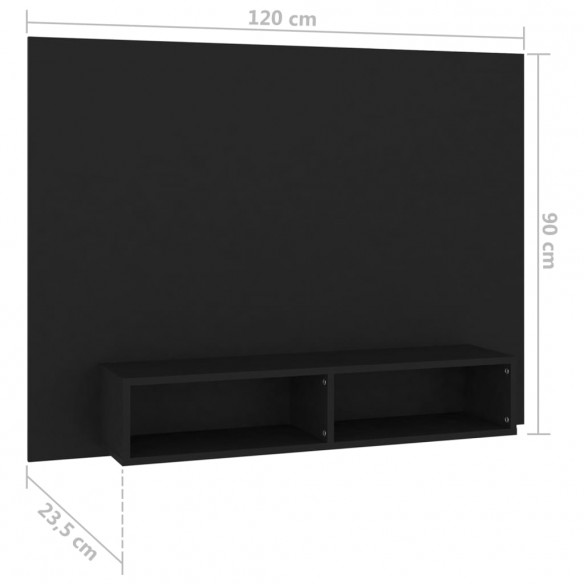 Meuble TV mural Noir 120x23,5x90 cm Aggloméré