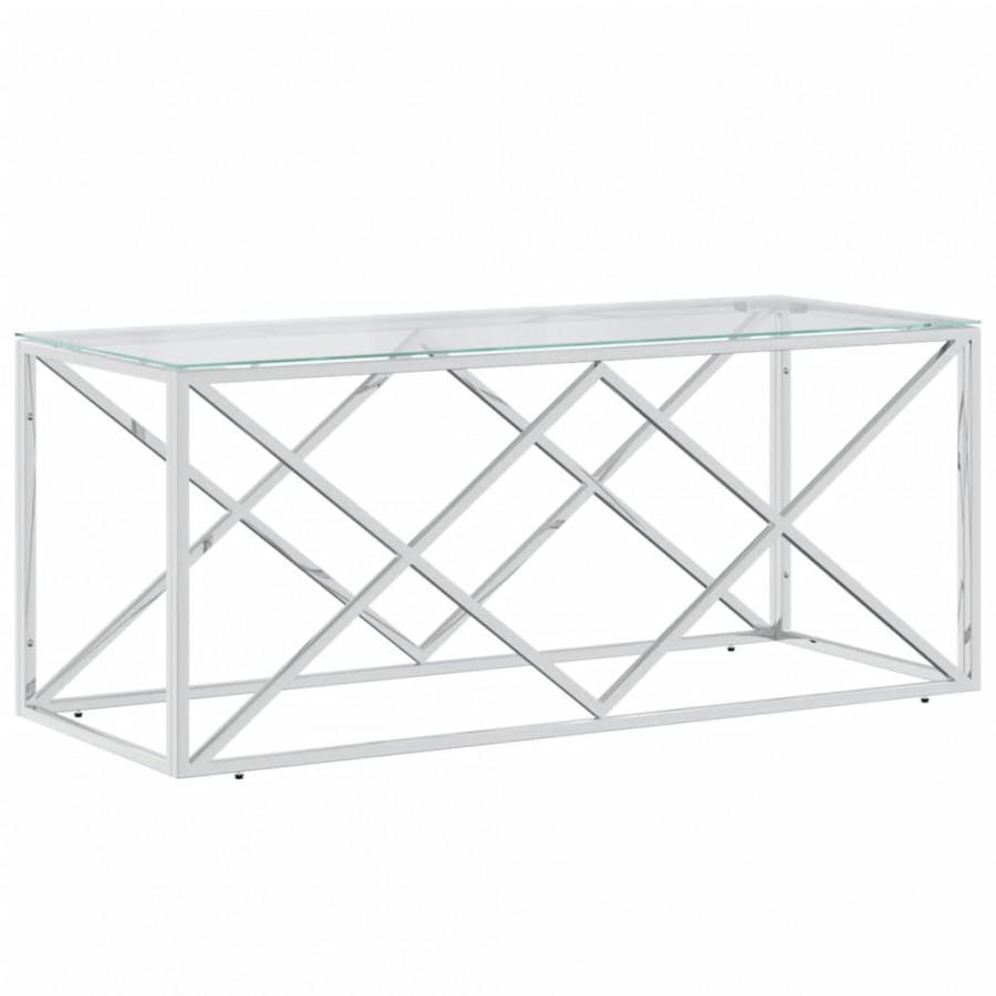 Table basse 110x45x45 cm acier inoxydable et verre