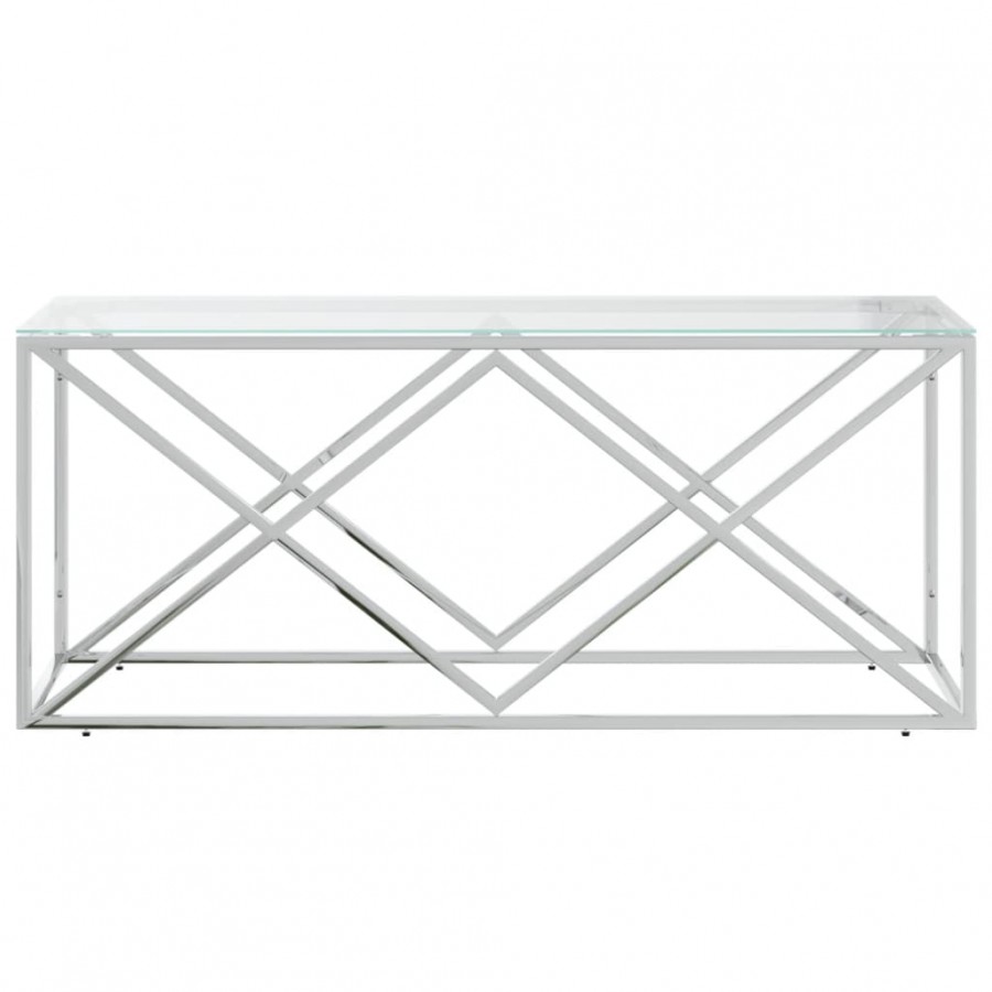 Table basse 110x45x45 cm acier inoxydable et verre