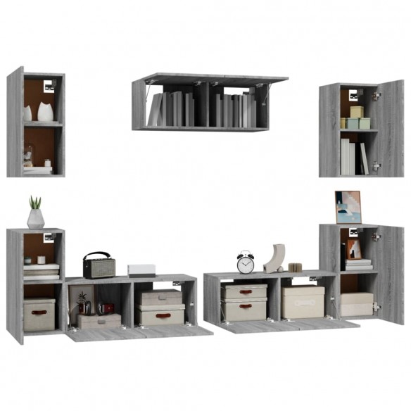 Ensemble de meubles TV 7 pcs Sonoma gris Bois d'ingénierie