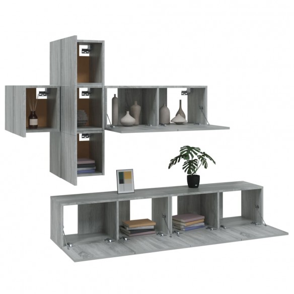 Ensemble de meubles TV 7 pcs Sonoma gris Bois d'ingénierie