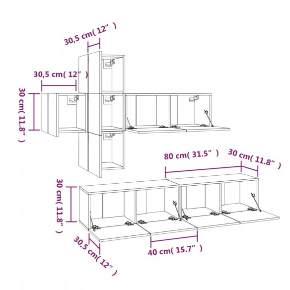 Ensemble de meubles TV 7 pcs Sonoma gris Bois d'ingénierie