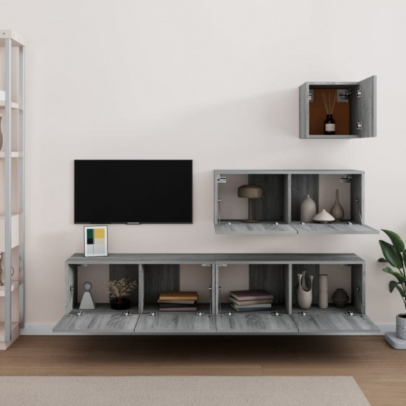 Ensemble de meubles TV 4 pcs Sonoma gris Bois d'ingénierie