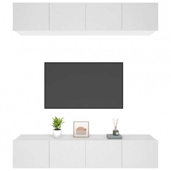 Meubles TV 4 pcs Blanc 80x30x30 cm Bois d'ingénierie