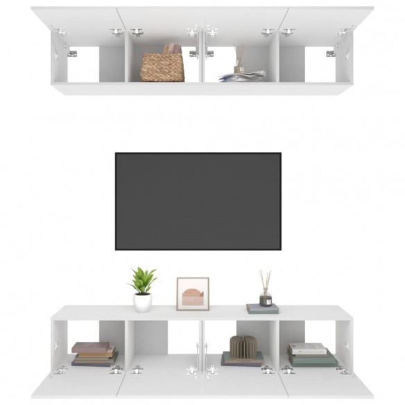 Meubles TV 4 pcs Blanc 80x30x30 cm Bois d'ingénierie