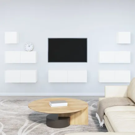 Ensemble de meubles TV 7 pcs Blanc