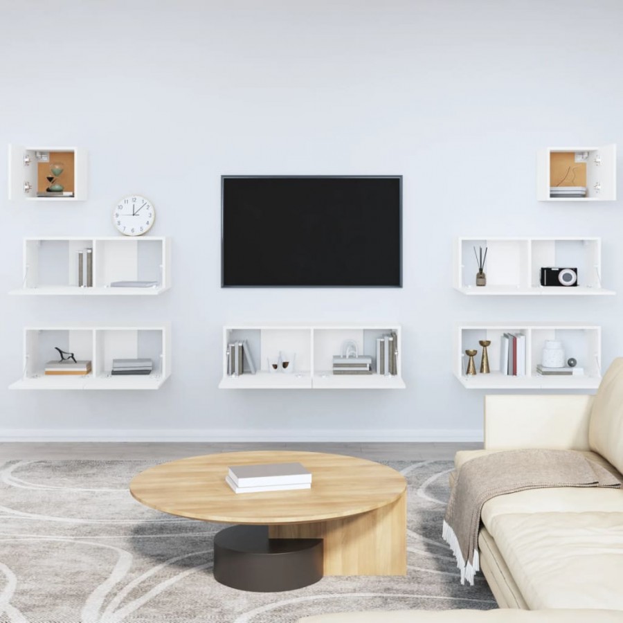 Ensemble de meubles TV 7 pcs Blanc  Ensemble de meubles TV 7 pcs Blanc