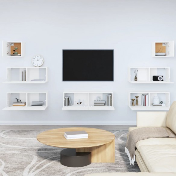 Ensemble de meubles TV 7 pcs Blanc Bois d'ingénierie