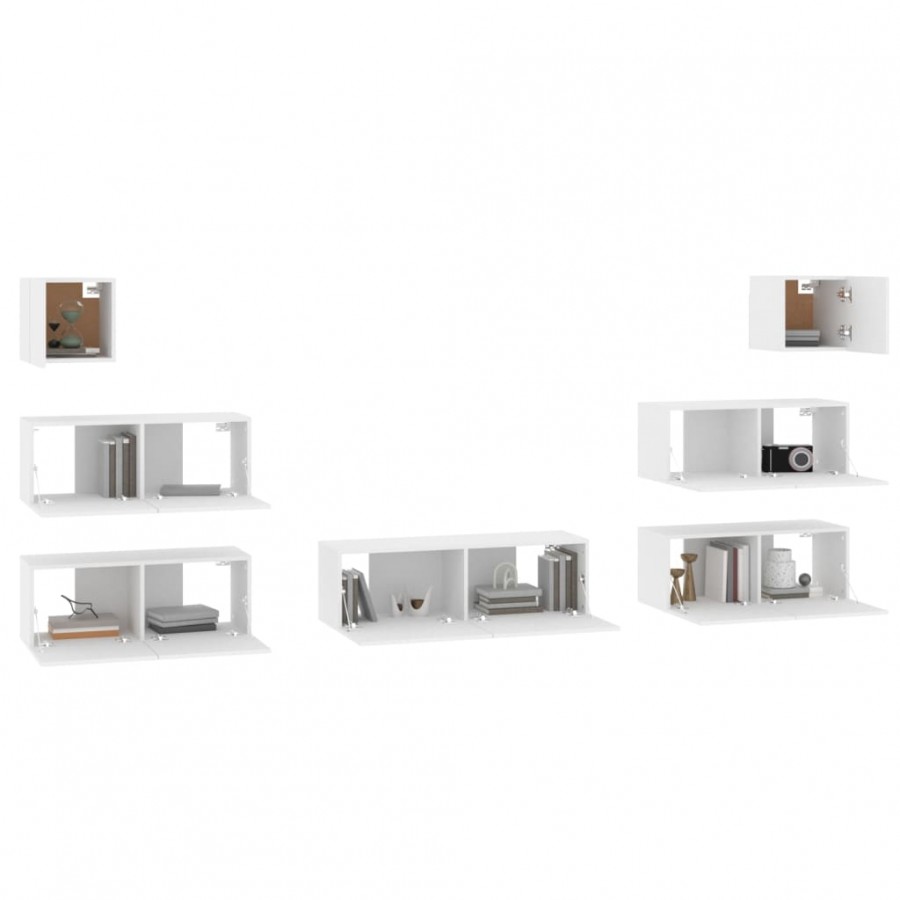 Ensemble de meubles TV 7 pcs Blanc  Ensemble de meubles TV 7 pcs Blanc
