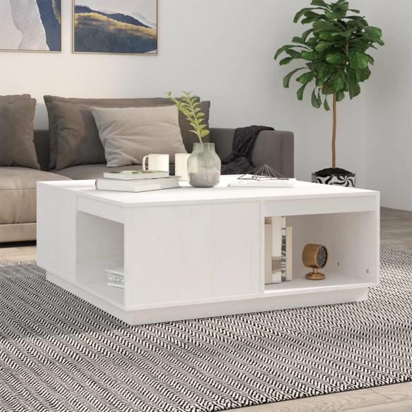 Table basse Blanc 100x101x40,5 cm Bois massif de pin