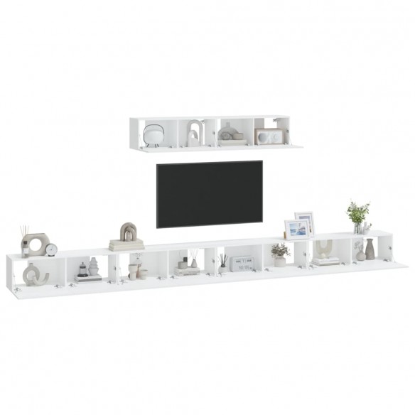 Ensemble de meubles TV 6 pcs Blanc Bois d'ingénierie