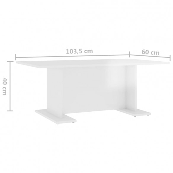 Table basse Blanc brillant 103,5x60x40 cm Aggloméré