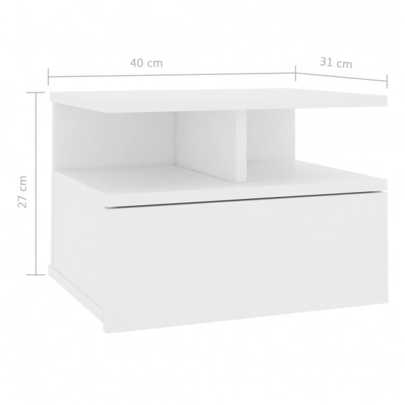 Tables de chevet flottantes 2 pcs Blanc 40x31x27 cm Aggloméré