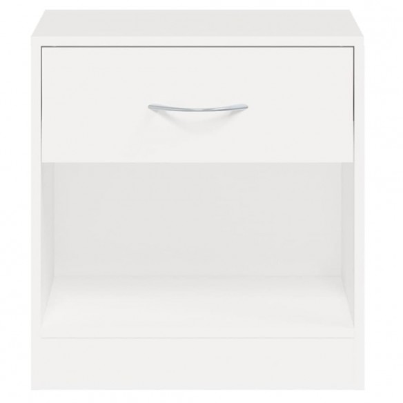 Table de chevet 2 pcs avec tiroir Blanc