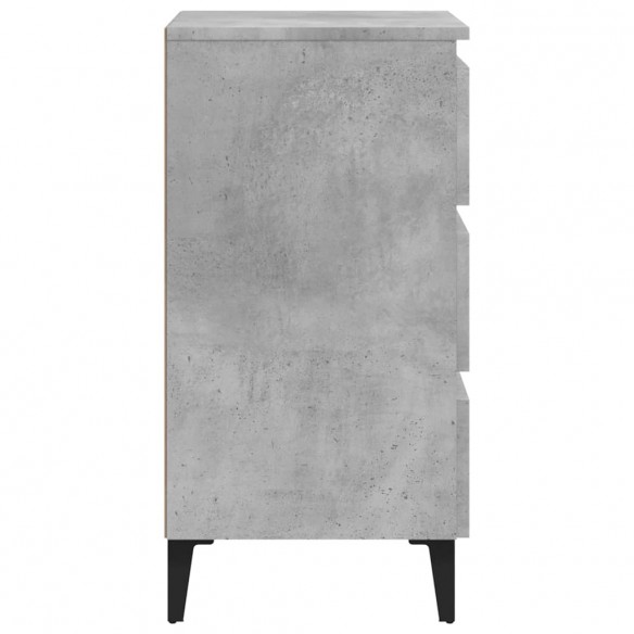 Tables de chevet pieds en métal 2 pcs Gris béton 40x35x69 cm