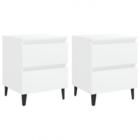 Tables de chevet 2 pcs Blanc 40x35x50 cm Aggloméré