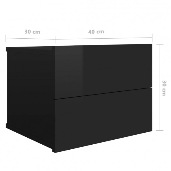 Tables de chevet 2 pcs Noir brillant 40 x 30 x 30 cm Aggloméré