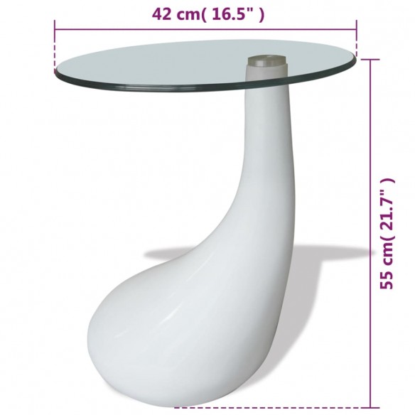 Table basse avec dessus de table en verre rond Blanc brillant