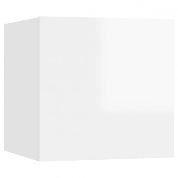 Tables de chevet 2 pcs Blanc brillant 30,5x30x30 cm Aggloméré