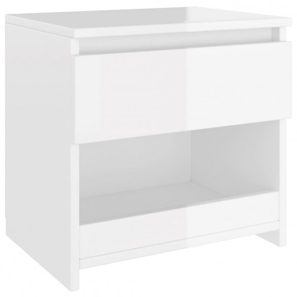 Table de chevet blanc brillant 40x30x39 cm bois d’ingénierie