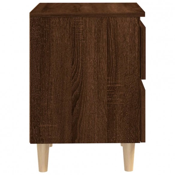 Tables de chevet pieds en bois 2 pcs Chêne marron 40x35x50 cm