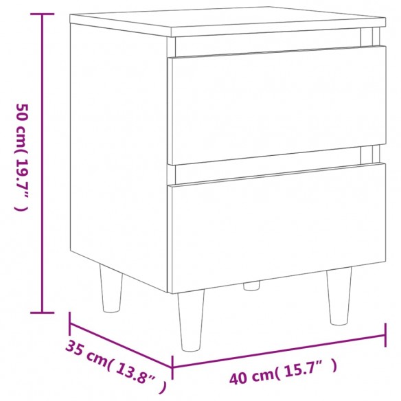 Tables de chevet pieds en bois 2 pcs Chêne marron 40x35x50 cm