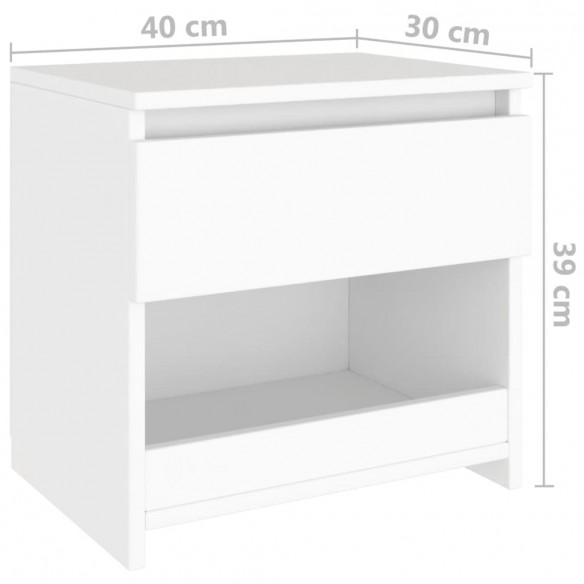 Table de chevet Blanc 40x30x39 cm Aggloméré