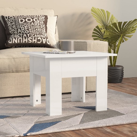 Table basse blanc brillant 55x55x42 cm bois d'ingénierie
