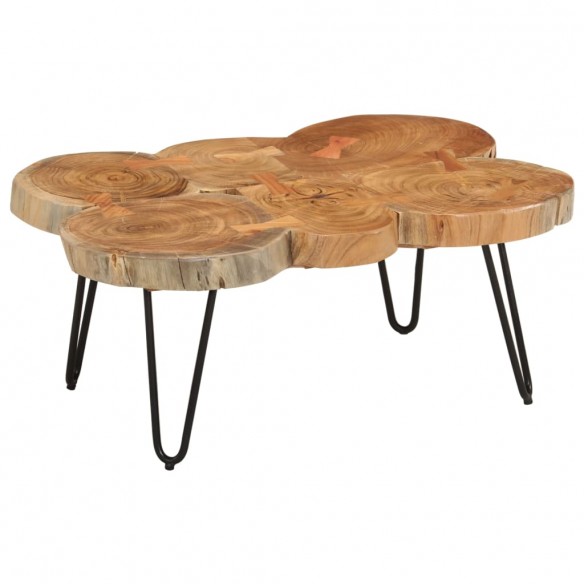 Table basse 36 cm 6 troncs bois d'acacia massif