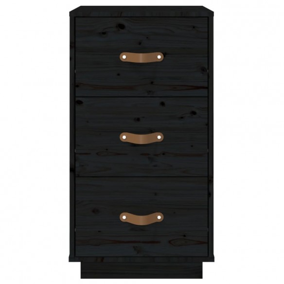 Table de chevet Noir 40x40x75 cm Bois de pin massif