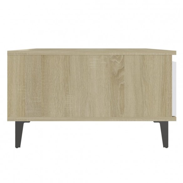 Table basse Blanc et chêne sonoma 90x60x35 cm Aggloméré