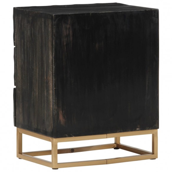 Table de chevet Noir 40x29x50 cm Bois de manguier solide