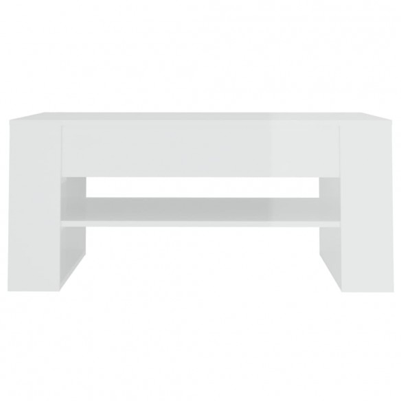 Table basse Blanc brillant 102x55x45 cm Bois d'ingénierie
