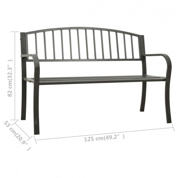 Banc de jardin 125 cm Acier Gris