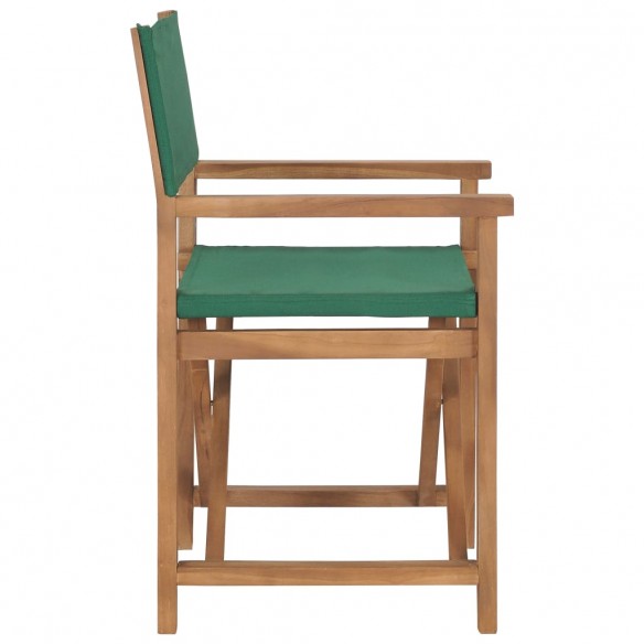 Chaise de metteur en scène Bois de teck solide Vert